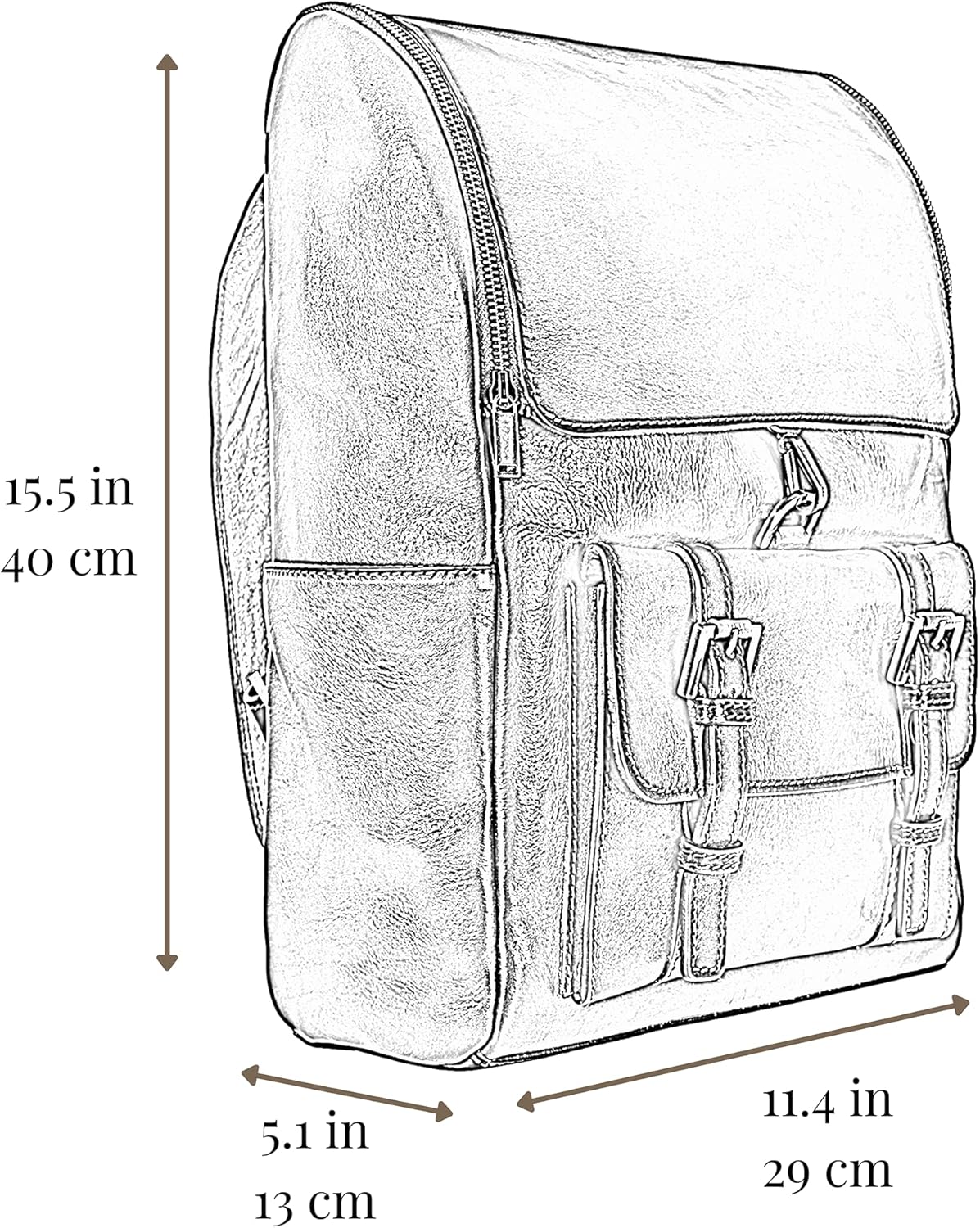 Time Resistance Leather Backpack - Laptop Travel Bag Rucksack up to 15” - Bag for Men and Women (Black)