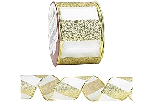 AIMUDI Gold and White Christmas Tree Ribbon: Elevate Your Holiday Decor