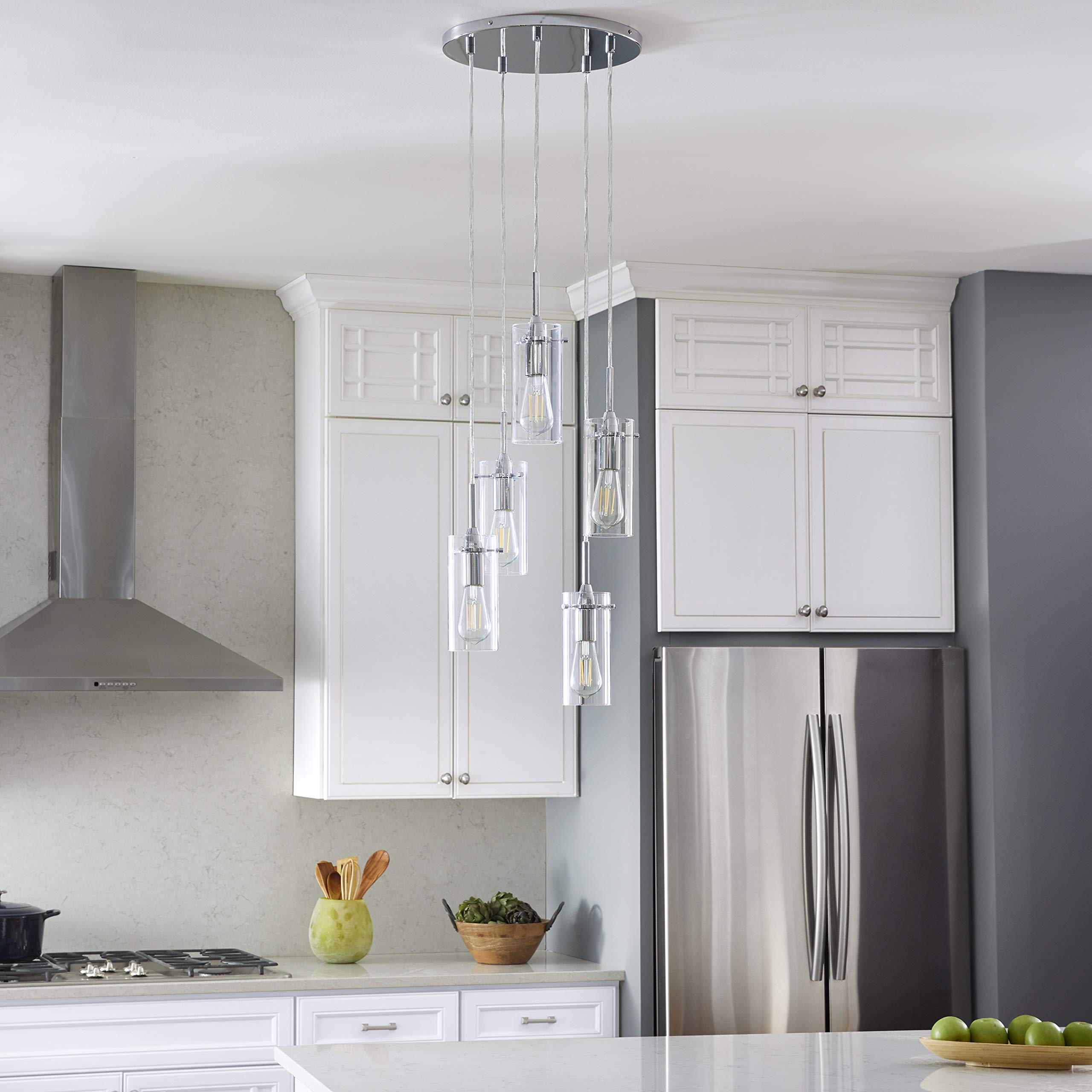 Buy Linea 5 Light Glass Cluster Pendant Light Effimero Chrome Multi