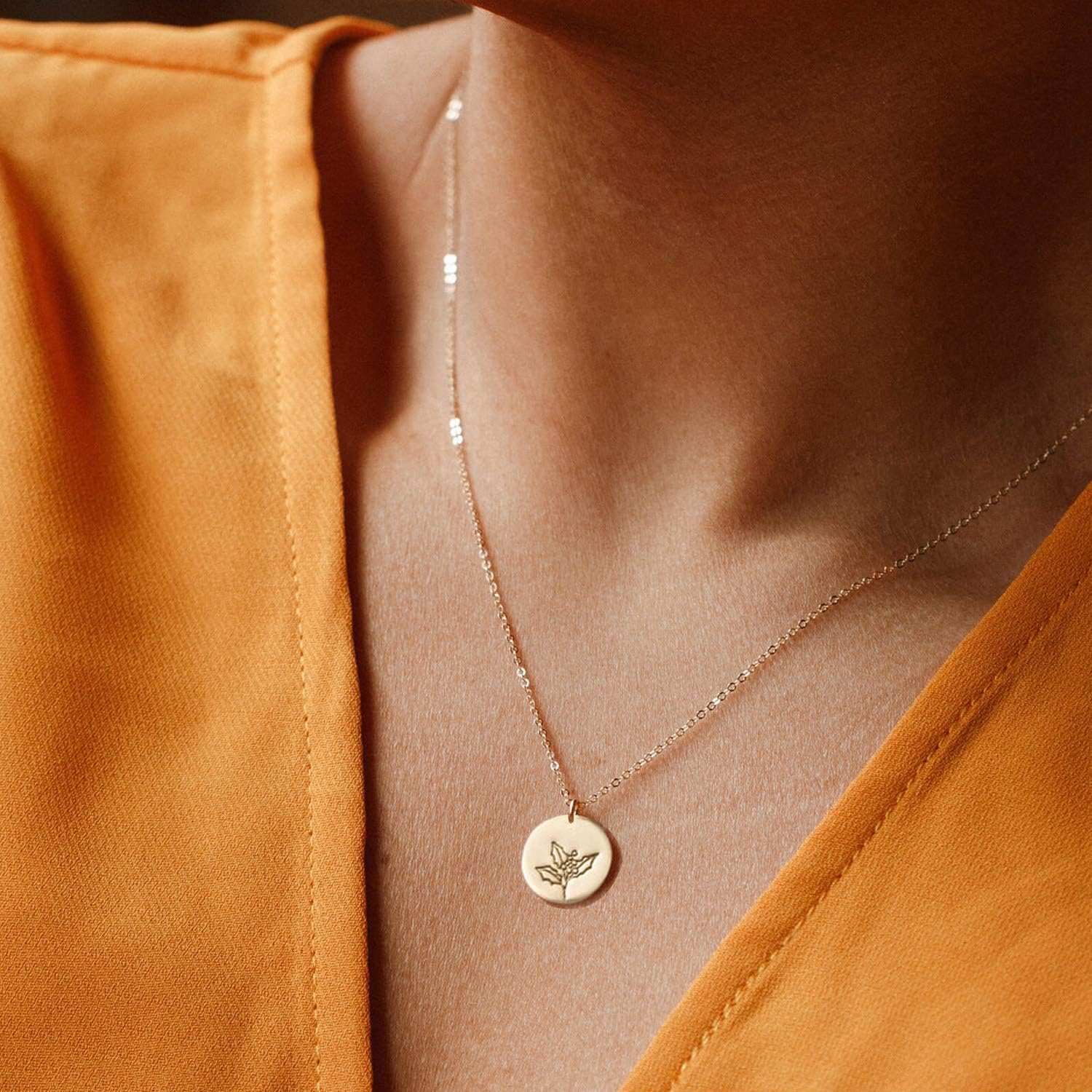 Birthday Flower Necklace for Women 14K Gold Plated Birth Month Floral Pendent Necklace - Image 3