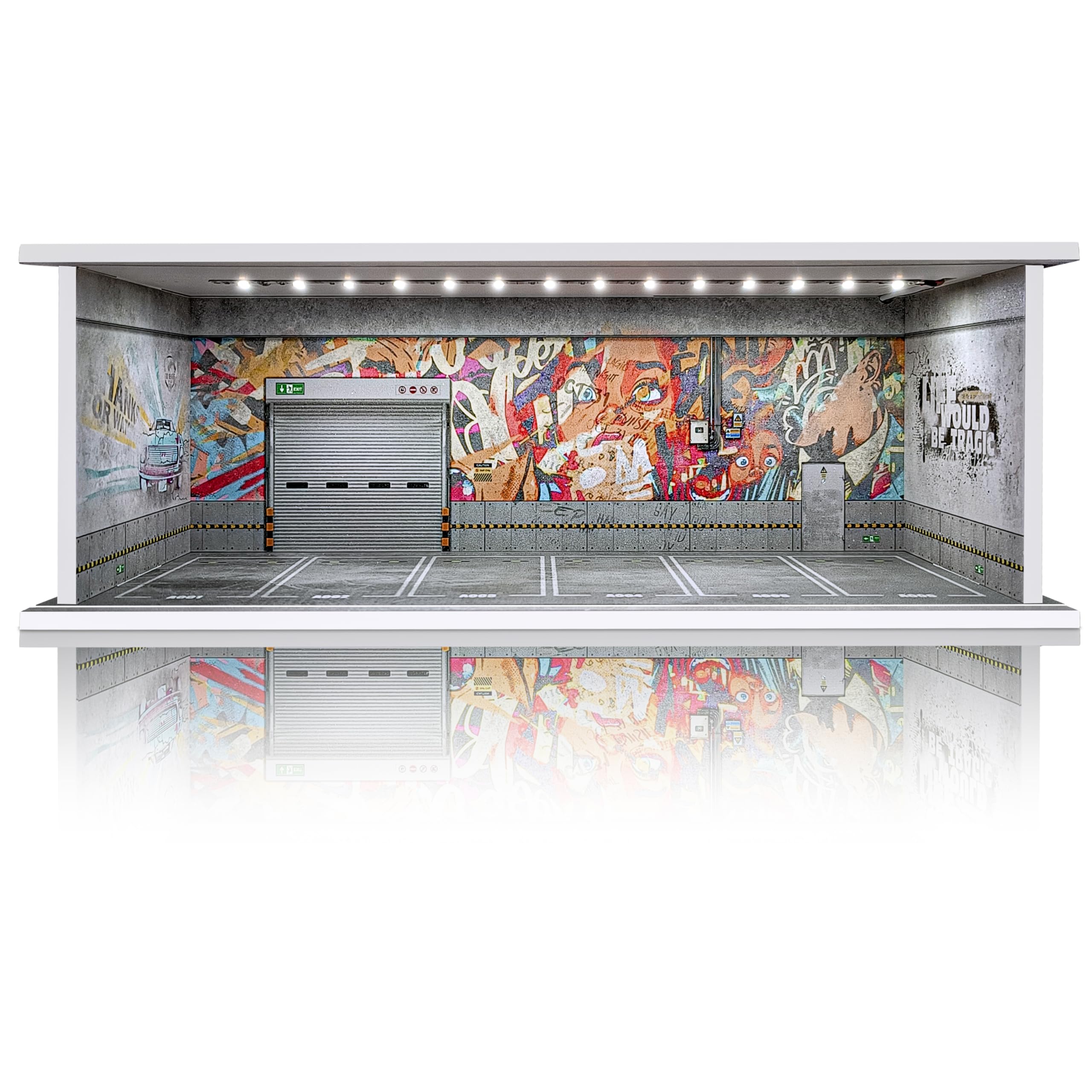 Vitrine Garage Hot Wheels Saichotoy – 6 Places 1/64, Empilable, LEDs, Couvercle Acrylique (inoxydable)