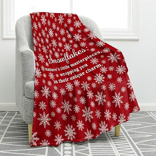 Jekeno Snowflake Throw Blanket for Adults Kids, for Women Girls, Christmas Birthday Valentine's Throw, Snowflake Decor for Sofa Chair Bed Travelling Camping 50"X60"