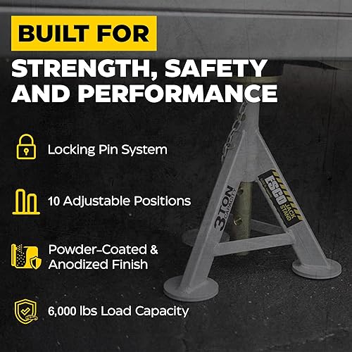 Miniatura 16 de ESCO 3 toneladas de rendimiento corto perfil bajo Jack Stands, 1 par