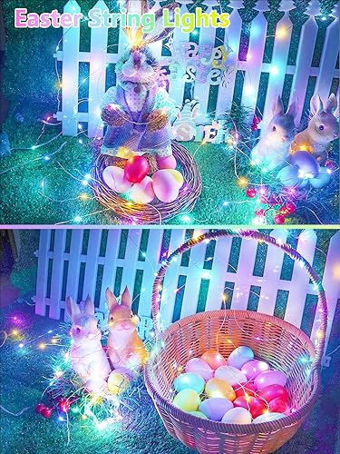 Vista 44 de Paquete de 4 100 luces LED que funcionan con pilas, con control remoto, luces parpadeantes impermeables de 33 pies con temporizador y 8 modos