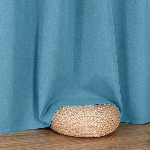 Miniatura 6 de HOMEIDEAS Cortinas opacas 100% de zafiro azul para dormitorio, cortinas de lino sintético de 63 pulgadas de largo, 2 paneles para sala de estar,