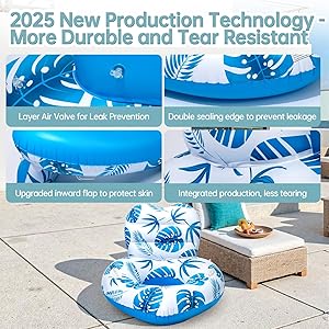 Etegow [2025 New Model] Inflatable Unibody Pool Lounger Float with Cup Holders and Handle, Ideal Pool Toys for Beach,Lakes, Rivers,Water Party Beach Vacation Essentials