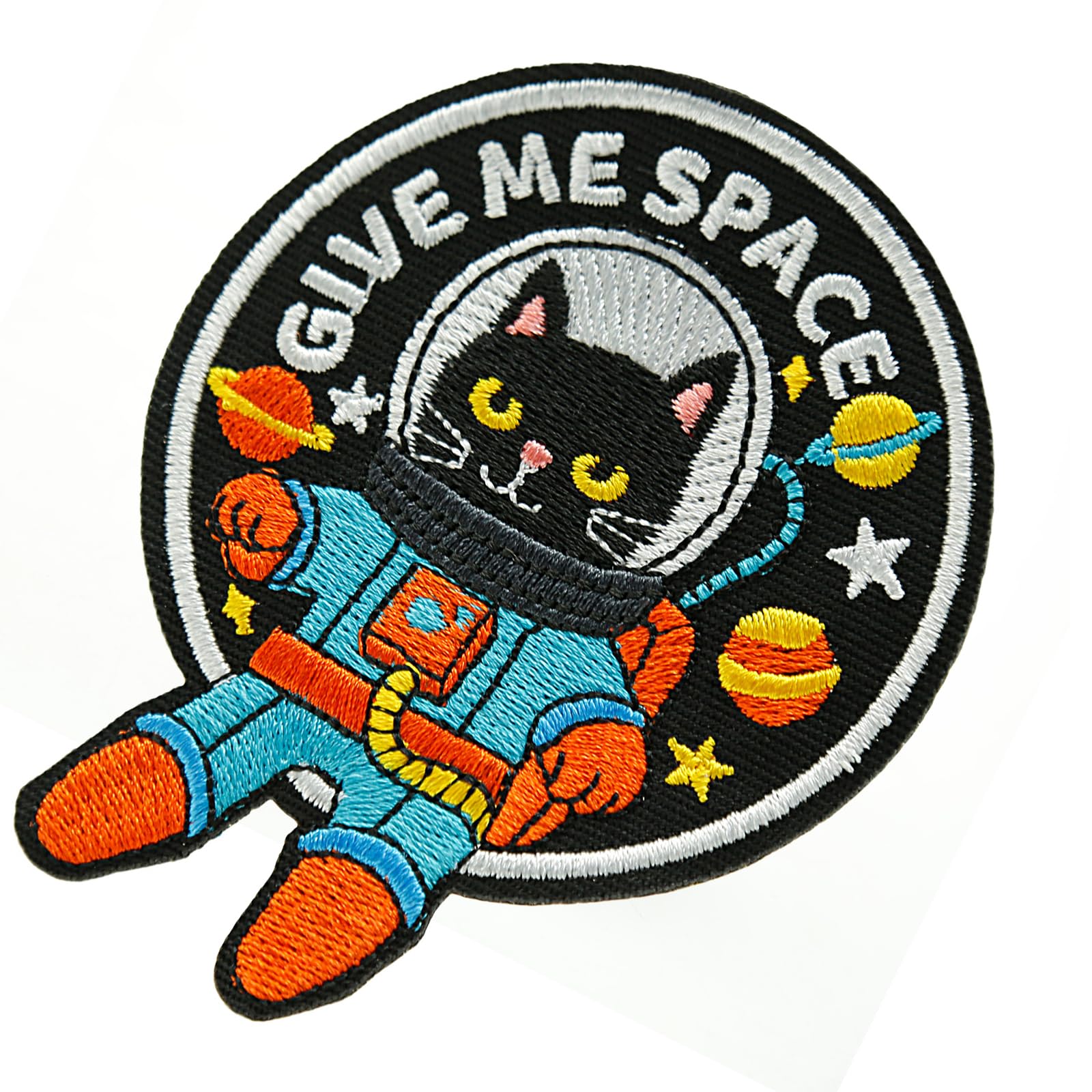 XMJY Funny Cartoon Cat Iron on Patches, Cute Cat Embroidered Morale Patch, DIY Appliques for Backpacks, Trucker Hats, Lunch Bags, Vests, Jackets, Pet
