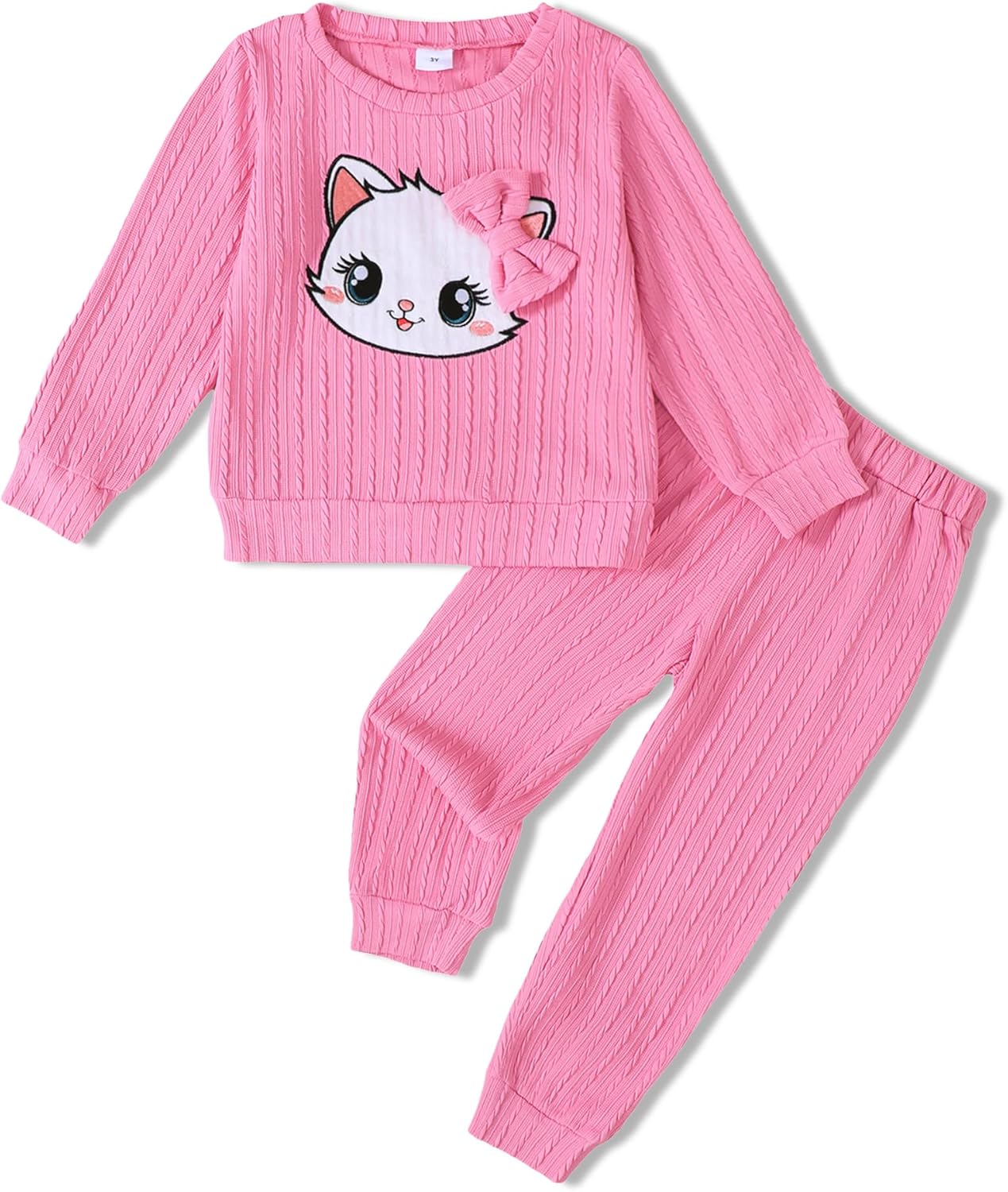 Jecson Toddler Girl Fall Clothes: Soft Outfits Set Embroidered Knit Top & Sweatpants 2Pcs Cute Home Outdoor 2-8Y