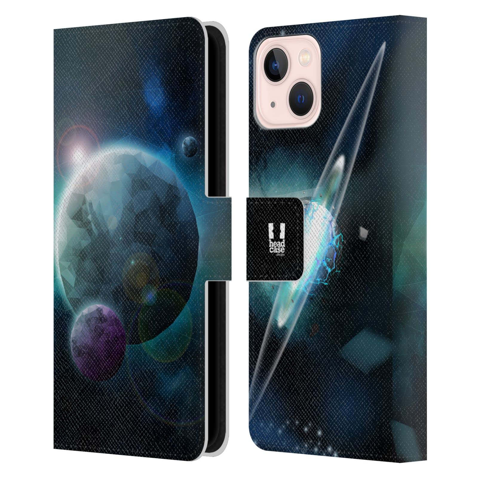 Carcasa de cuero tipo libro Apple iPhone 13 funda protectora universo Head Case 7