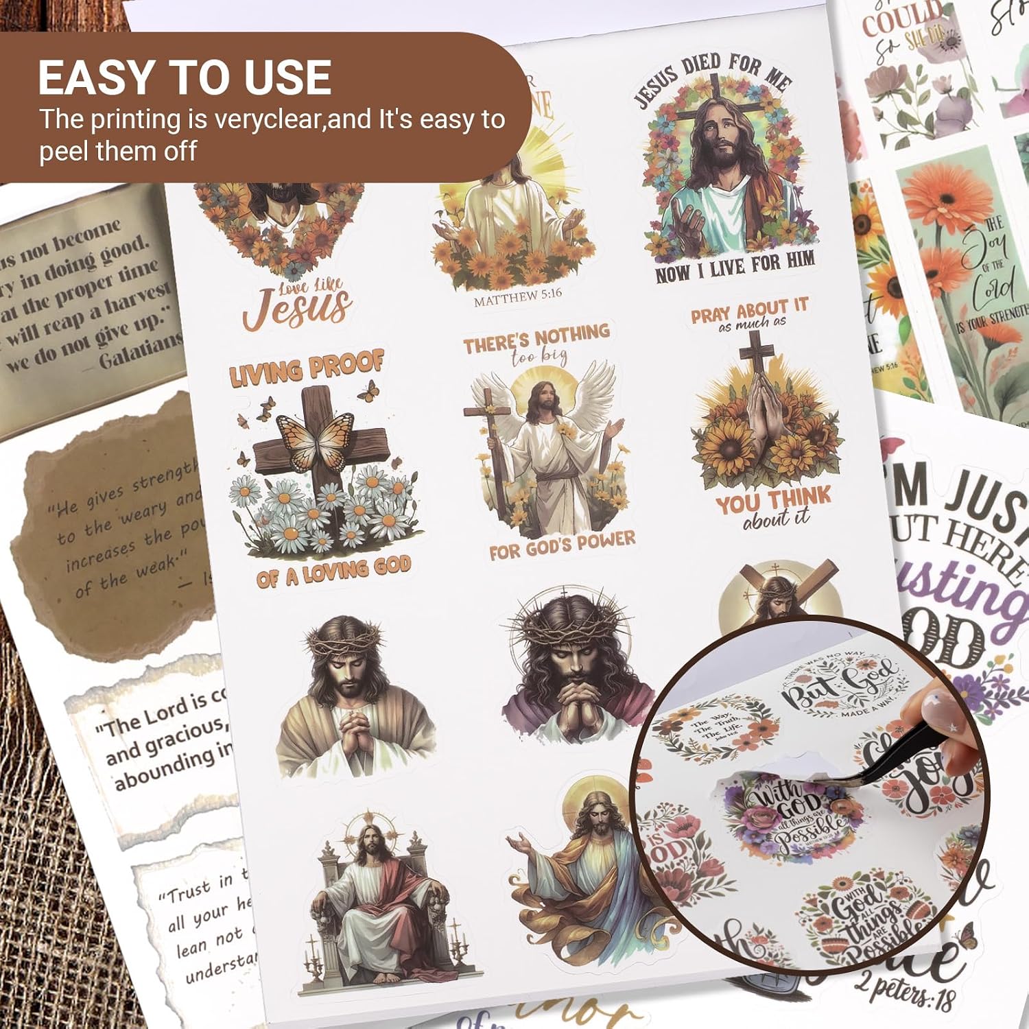 353 Pcs Christian Bible Verse Sticker Book, 28 Sheets Waterproof Vinyl Inspirational Religious Stickers for Water Bottles Laptop Notebook Journal Scrapbook Bible Workbook Planner，Christian Gifts