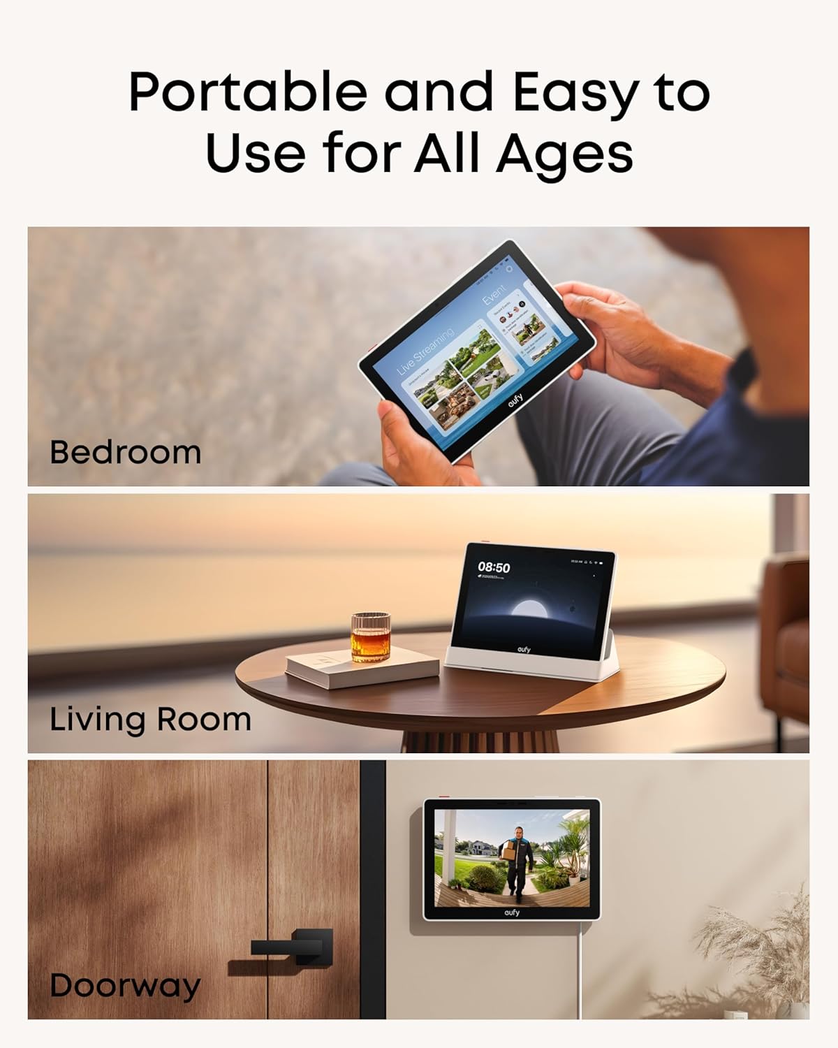 eufy Security eufy Smart Display E10, Smart Home Hub, 8" Control Panel, Compatible Devices, Four Views on One Screen, Instant Door Alerts, Daily Event Reports, One Tap Control (Renewed)