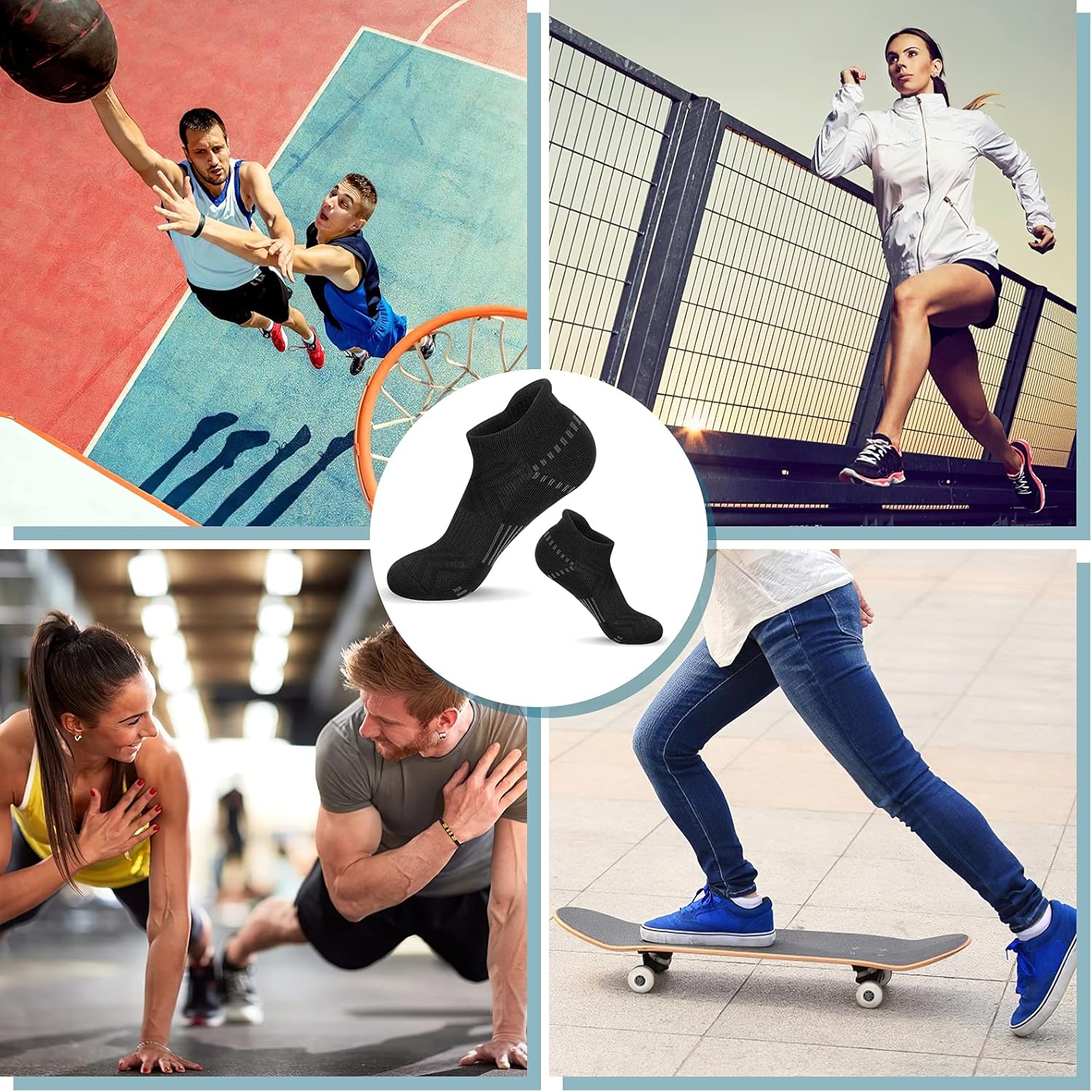 Airacker Ankle Athletic Running Socks Cushioned Breathable Low Cut Sports Tab Socks for Men and Women (6 Pairs) - Image 6