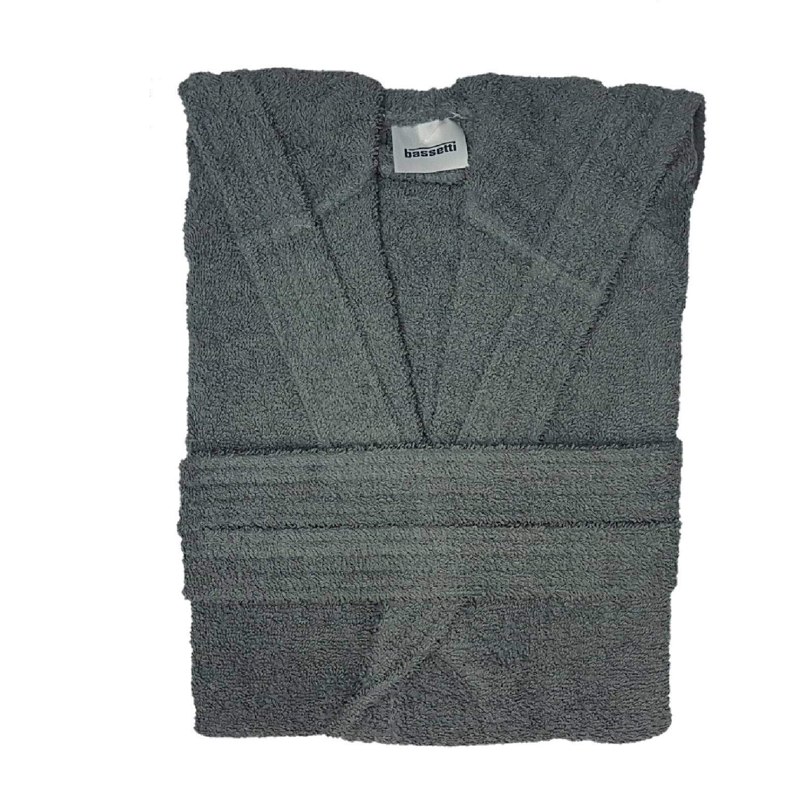 Bassetti Time Accappatoio Spugna con Cappuccio Uomo Donna da 360 gr/mq, Grigio, XL