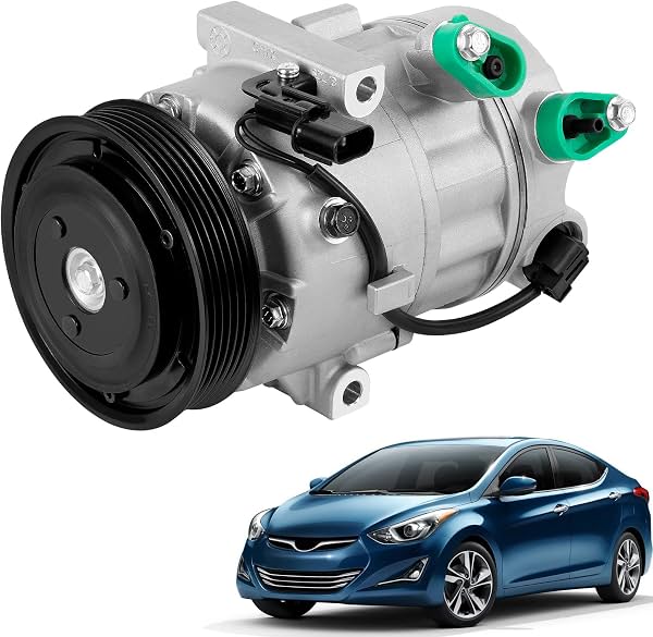 Compresor de AC con embrague compatible con Hyundai Elantra 2014-2016 1.8L, para Forte 2014-2015 1.8L/2.0L, reemplaza pieza # 197383, 198383, 97701A5800, 97701F2800