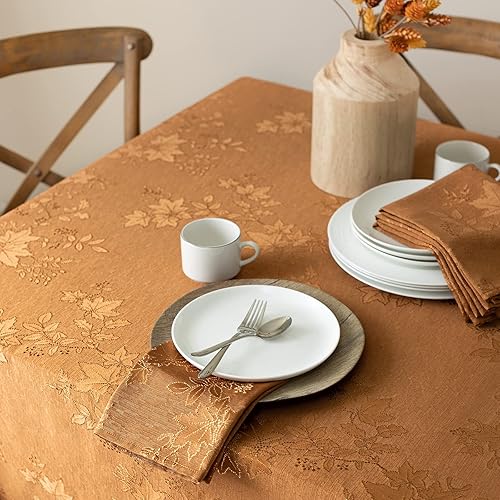 Miniatura 10 de Benson Mills mantel de tela de damasco con hojas de campo para otoño, cosecha y Acción de Gracias (marfil, 60 x 120pulgadas, rectangular)