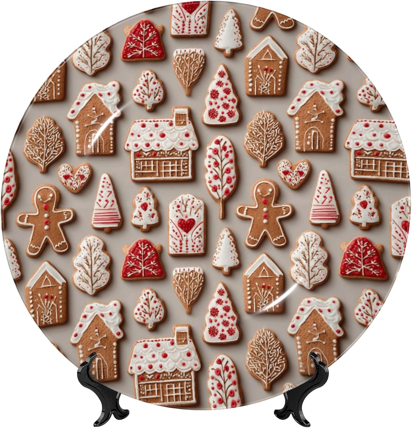 Decorative Plate Ceramic Plate for Wall Hanging 10in Accent Plate for Office Living Room Hallway Table Decor - Christmas Gingerbread 4