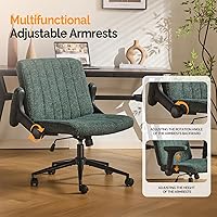 Vista 8 de VINGLI Criss Cross Chair with Adjustable Flip-Up Arms,Cross Legged Chair with Wheels,Extra Wide Office Chair,Desk Chair for