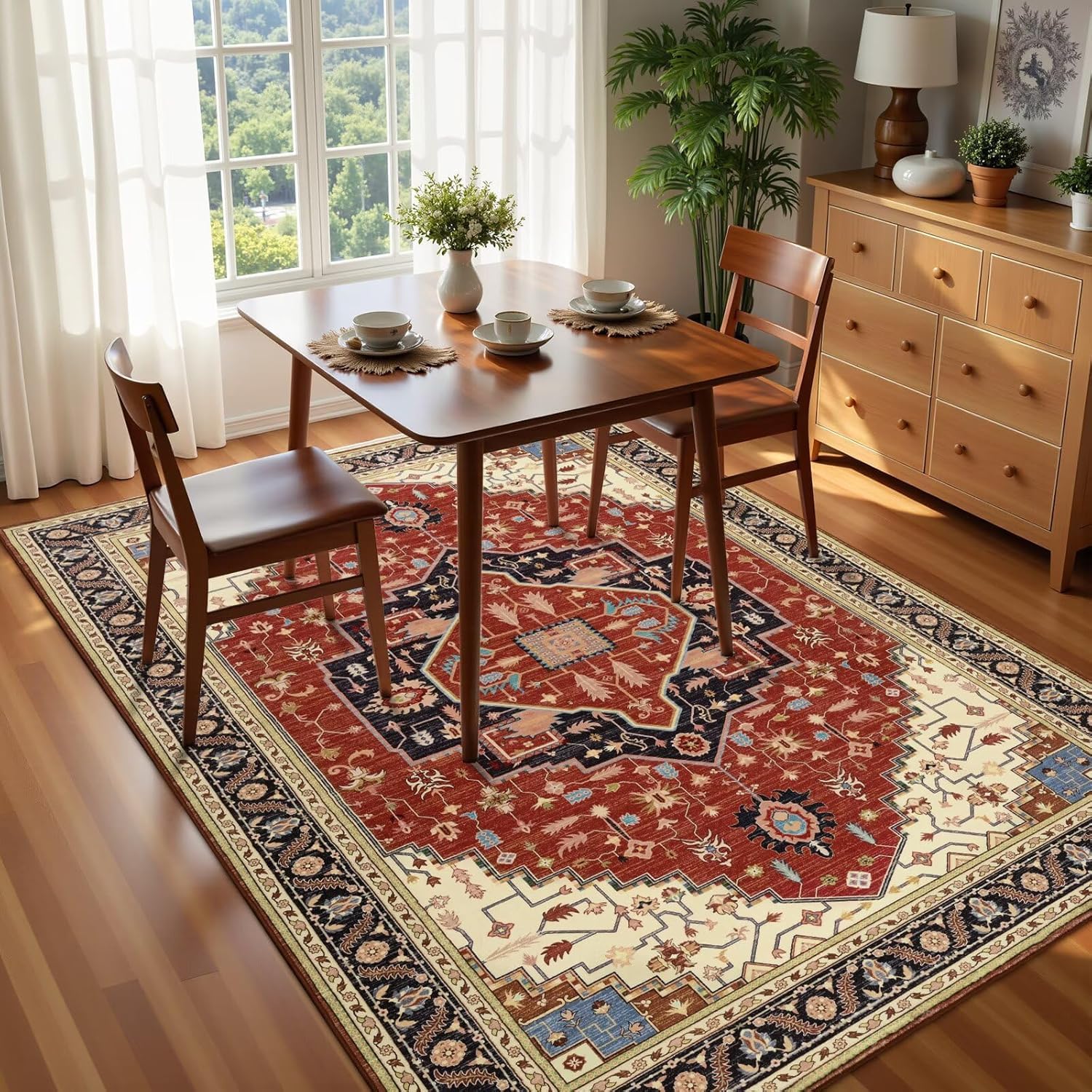 Tapis poil ras salle a manger rétro vintage jaune et noir