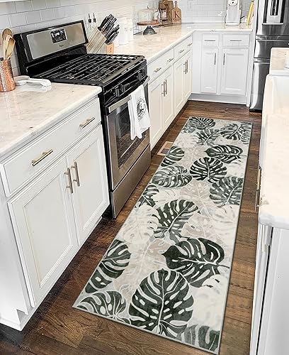 Wonnitar Alfombras de pasillo para pasillo de 2 x 6, alfombra de baño lavable, antideslizante, alfombra tropical suave, alfombra de pelo bajo,