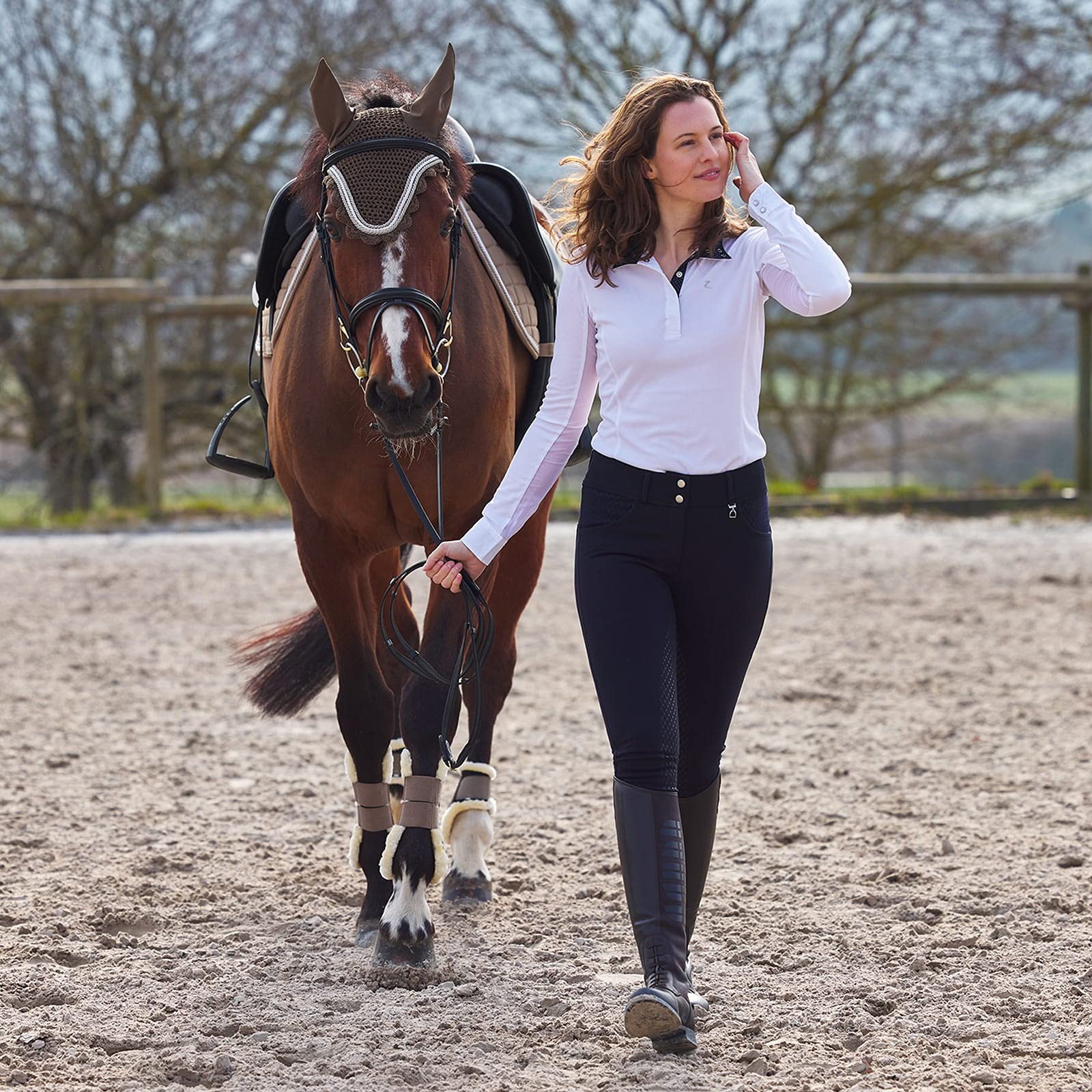HORZE Polo Fonctionnel à Manches Longues Blaire, Femme