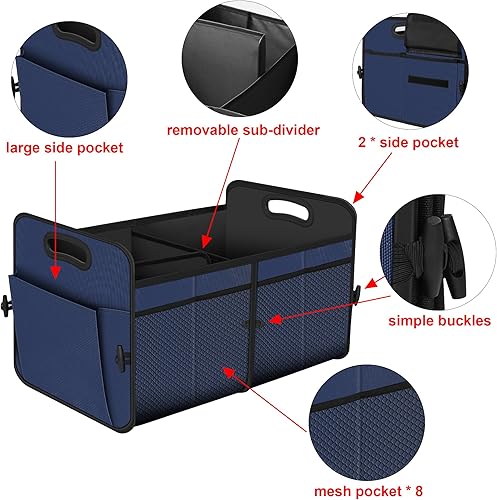 Miniatura 5 de Femuar Car Trunk Organizer,Car Storage Organizer with 72L Large Capacity Waterproof Collapsible and 11 Pockets,Trunk Organizer for Car Azul