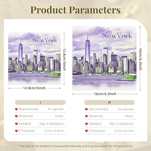 Miniatura 9 de Rompecabezas de bloques de fotos de París con pintura de acuarela, diseño único de ciudad, campo, cuadrado, ladrillo, marco de fotos para decoración