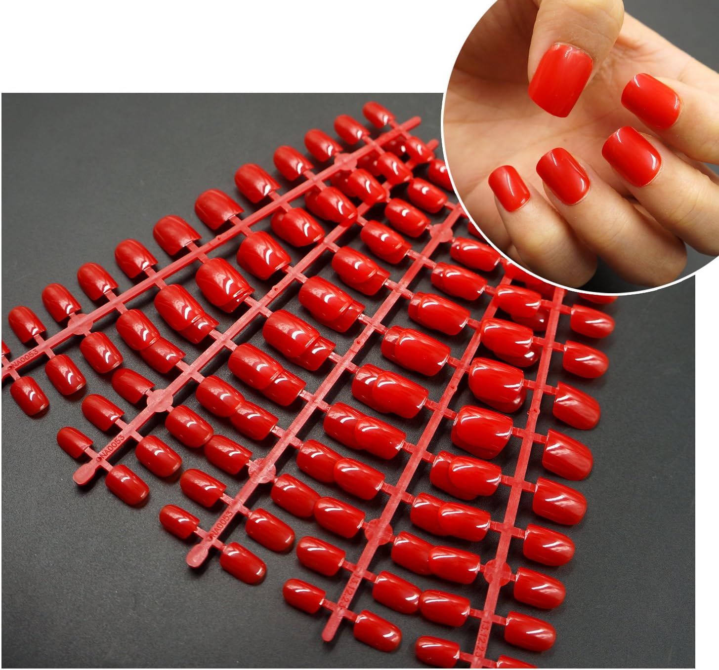 120 Pcs Red False Nail Tips Full Cover Short Stiletto Fake Nails Acrylic Gel Press on Nail