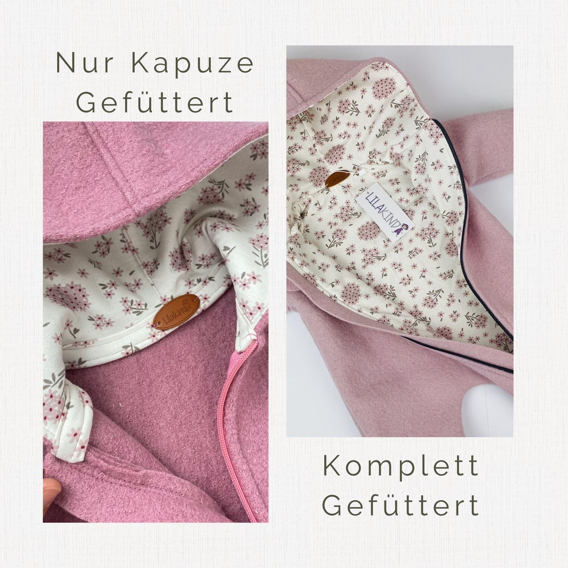 Lilakind Walkoverall für Babys & Kinder – Wunschfarbe, Innenfutter wählbar, Bündchenfarbe & Taschen nach Wunsch – Wollwalk Handmade