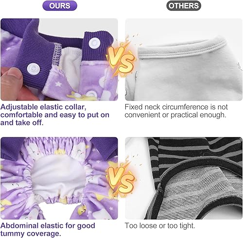 Miniatura 6 de BEAUTYZOO Pijama elástico para perros pequeños y medianos, ropa de terciopelo suave para perros fríos de invierno, cuello ajustable, pijama de