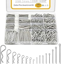 Cotter Pin Assortment Kit 283 Pcs, 304 Stainless Steel 16 Sizes Cotter Pins Hairpin R Clips for Hitch Pin, Hardware Pins for Automotive Trailer Lawnmower Repairs