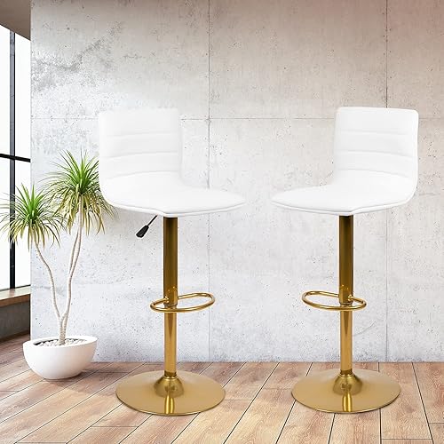 Miniatura 2 de Flash Furniture Vincent - Taburetes de bar modernos de vinilo ajustables en altura, elegantes taburetes giratorios de altura de barra con