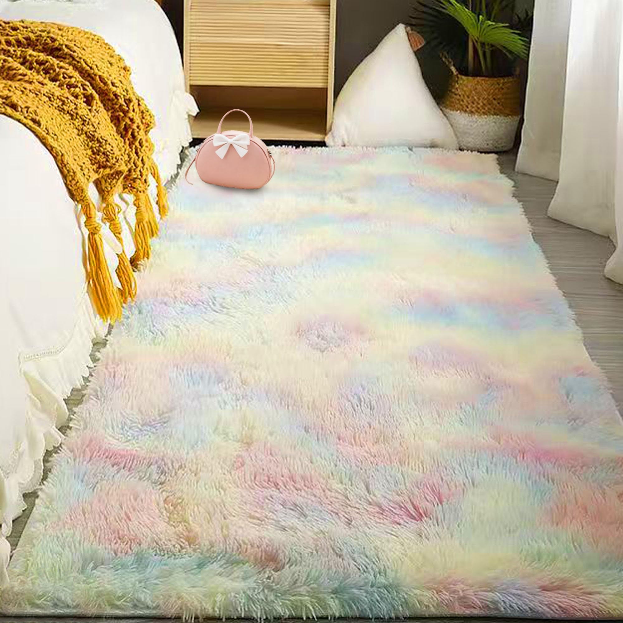 Tapis de chambre doux 240x280 cm uni brillant pour grand couloir