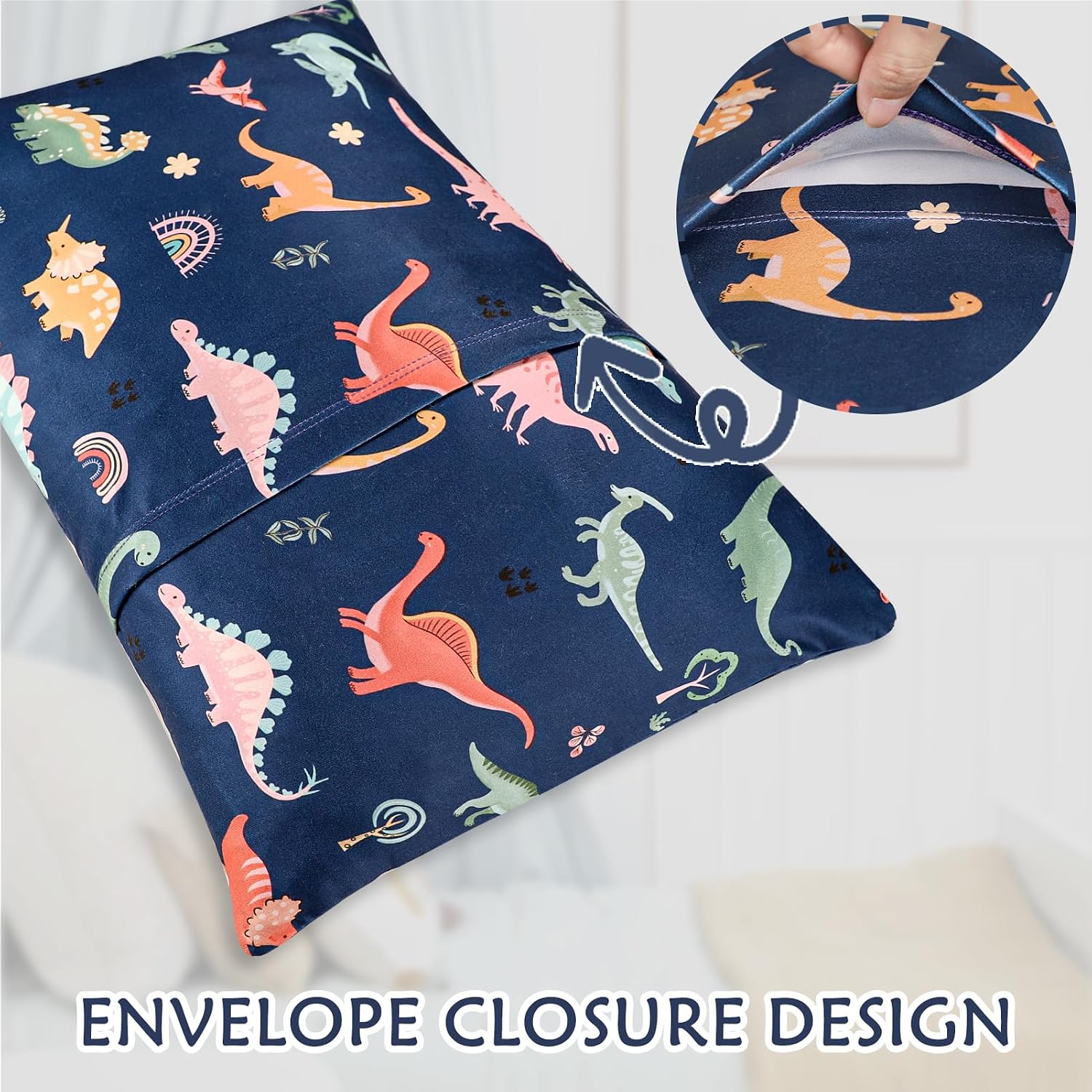 2 Pack Toddler Pillowcase, Travel Pillow Case Cover 13x18 Inches, Ultra Soft Baby Kids Pillowcase, Small Pillow Cases for Girls Boys, Blue & White Dinosaur