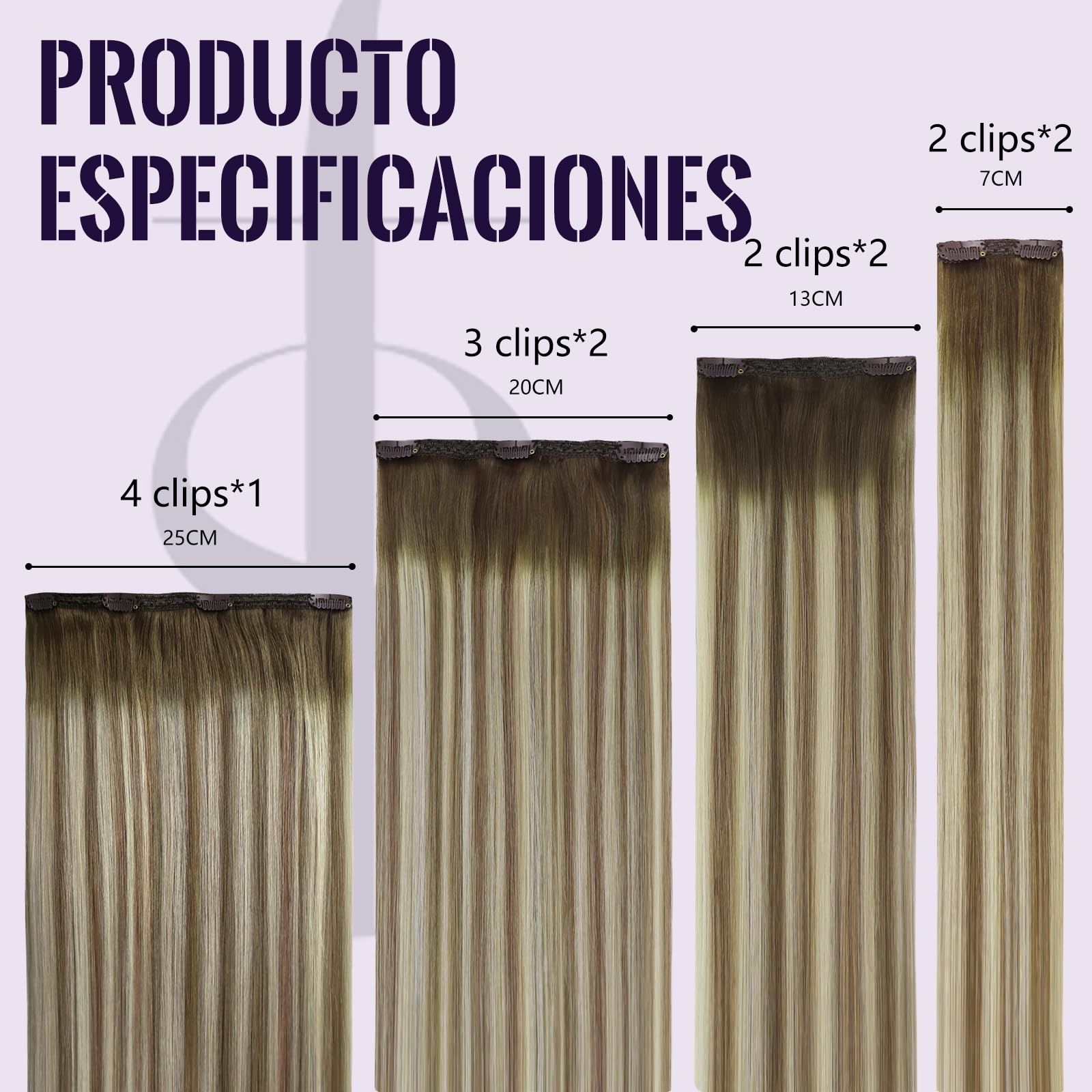 Fshine Extensiones de Clip de Pelo Natural 120 Gramos7 Piezas 16 Pulgadas Color 3 Marrón Más Oscuro Desvaneciendo a 8 Marrón Ash Resaltado con 22 Rubio Remy Pelo HumanoColor 3 8 22 Color 3 8 22 — view 5