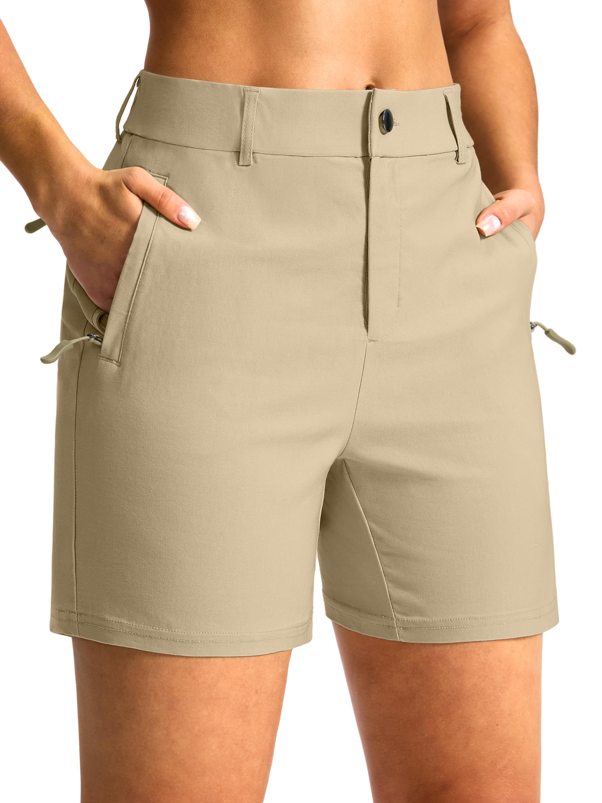 SANTINY Women's 5"/7" Hiking Golf Shorts with 3 Pockets Stretch Quick Dry Outdoor Travel Work Shorts for Women Casual Summer — view 11