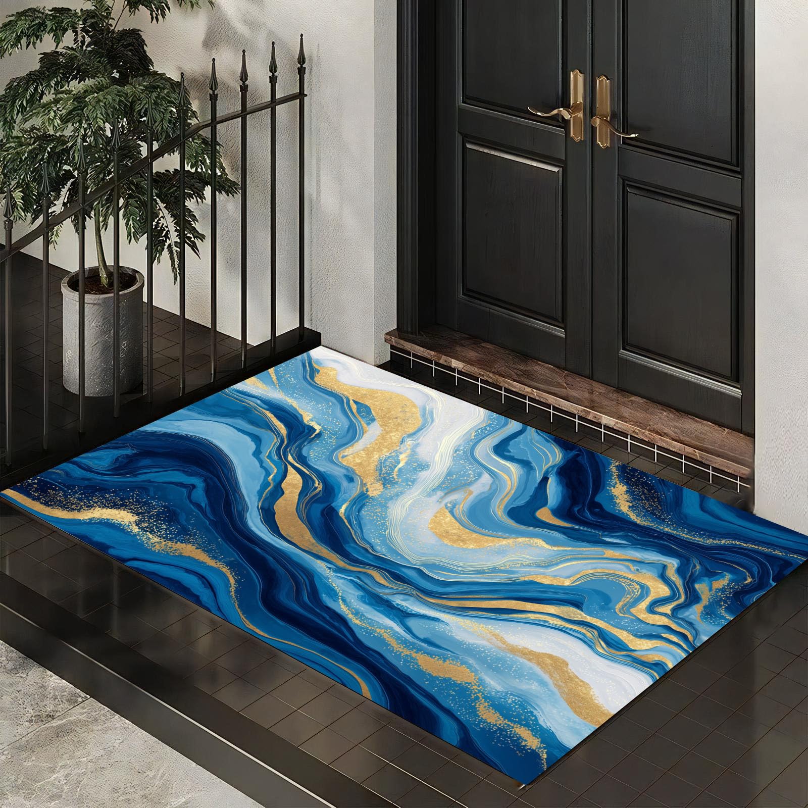 Paillasson Interieur Entree Absorbant Bleu Royal 80x120cm