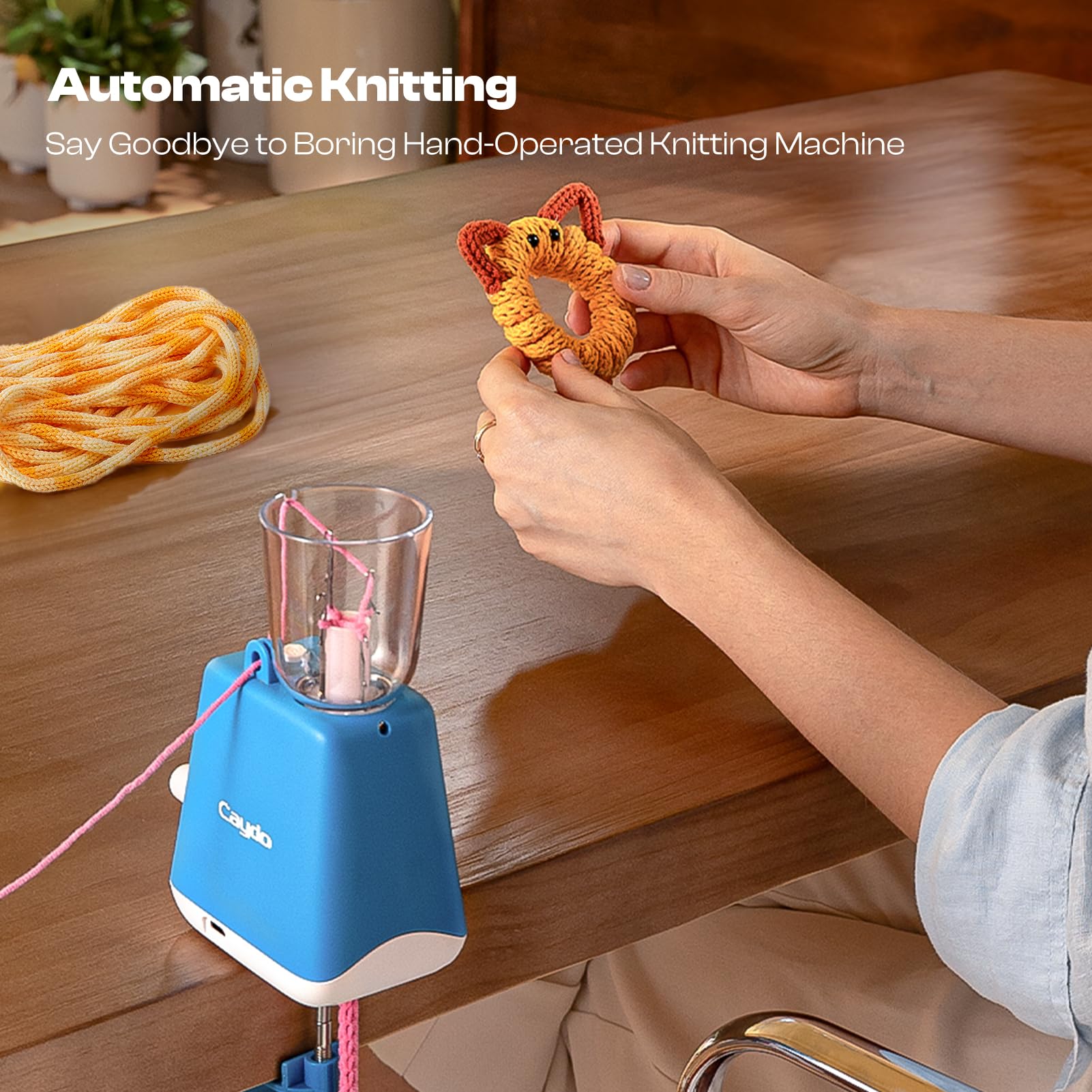 Caydo Tricotin Automatique, Machine de Tricotar Tejer, Eléctrico Máquina de Tejer, Mini Molino de Tejer, Herramienta de Tejer para el Hogar, DIY Máquina de Ganchillo para Adultos y Niños, Patente