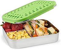 Vista 10 de Contenedor de comida con 5 secciones LunchBots Bento, de acero inoxidable, grande, para niños y adultos., Acero inoxidable