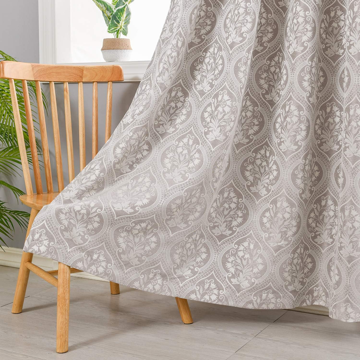 Hiasan Floral Damask Blackout Curtains for Bedroom Grommet Sun