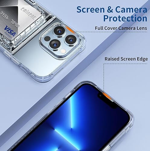 Miniatura 5 de Funda protectora transparente para iPhone 13 Pro Max con tarjetero de crédito, protección resistente, a prueba de golpes, antiarañazos,