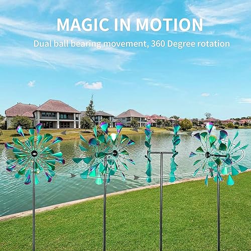 Miniatura 18 de Decoroca Outdoor Wind Spinners - 72in Metal Sculpture, Classic 360° Kinetic Spinner