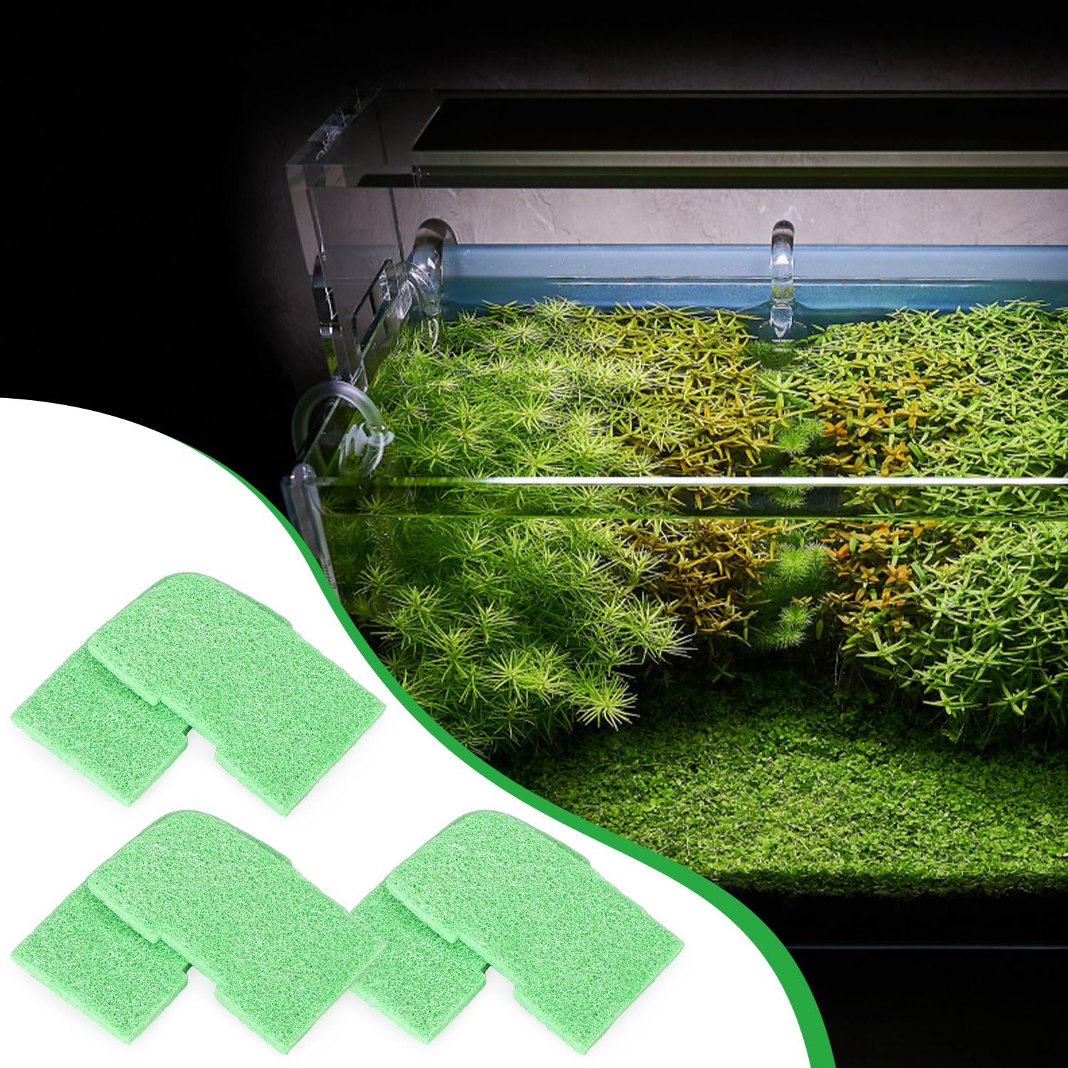 Gosknor 20 Piezas Almohadillas Removedoras de Fosfatos, Almohadilla Filtro de reemplazo para Medio Canister Filtros Acuario para Fluval 306/307/406/407 (Verde)