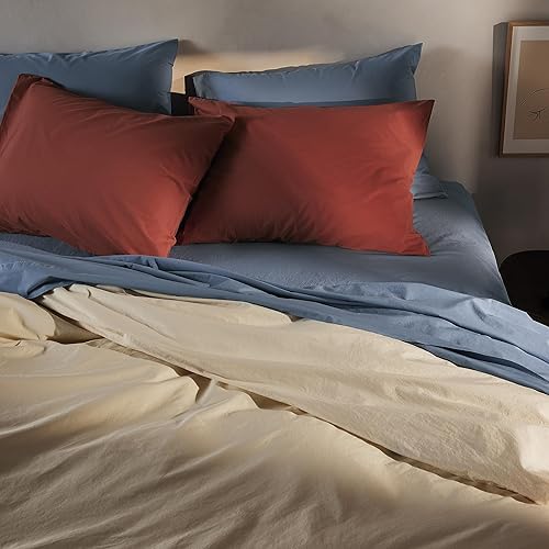 Miniatura 10 de Brooklinen Funda de edredón de algodón orgánico, 100% algodón orgánico certificado GOTS, tamaño KingCali King en blanco con lazos de esquina