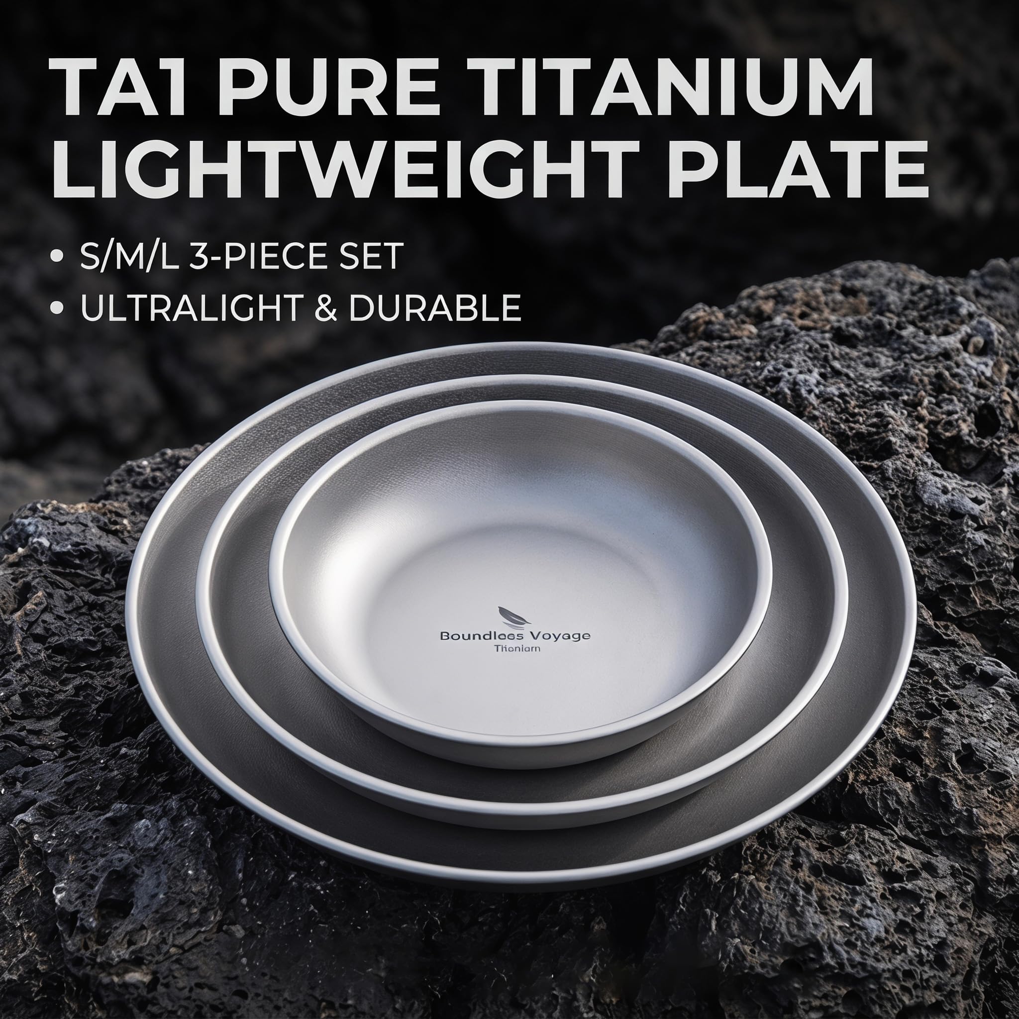 Boundless Voyage Ultralight Titanium Pan Dish Plate con Bolsa de Malla de Transporte Vajilla de Titanio al Aire Libre y Utensilios Kit de desorden para Mochila de Camping
