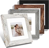 Vista 117 de Juego de 4 portarretratos de 4 x 6 pulgadas, hechos de vidrio real y marco de madera gris, exhibición en pared o mesa, para fotos de 3.5 x 5