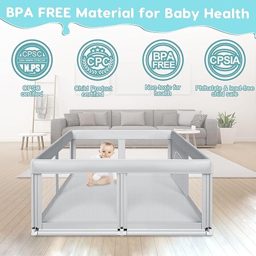 Miniatura 5 de BabyFence - Corralito para bebés de 50 x 50 pulgadas, corralito para bebés y niños pequeños, corralitos de juego para interiores y exteriores, patio