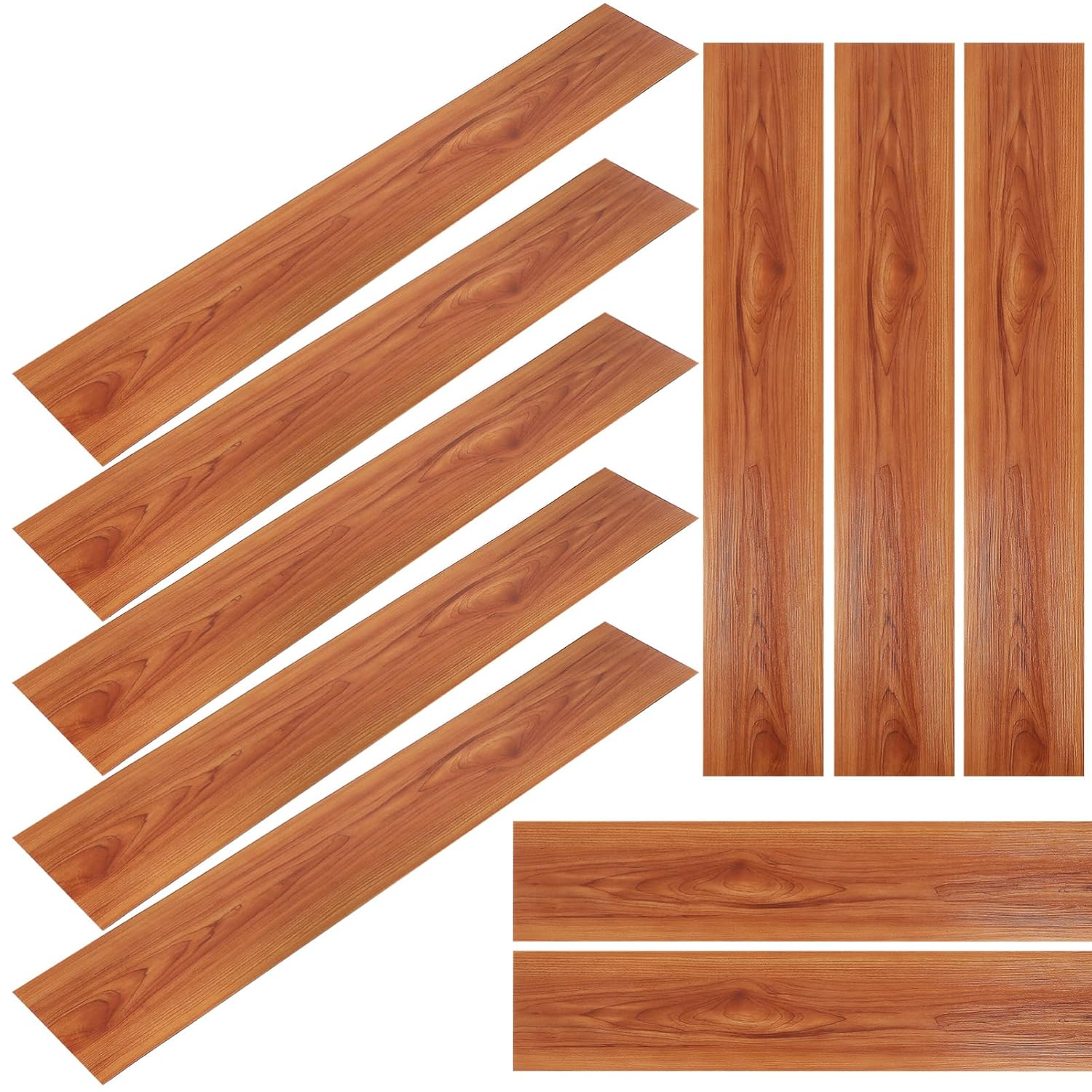 Uonlytech 36pcs Peel and Stick Floor Tiles Self-Adhesive Wood Grain Planks for Easy Installation Flooring for Home Renovation