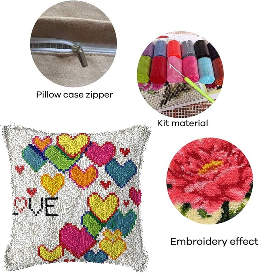 DIY Knüpfkissen Set - Cartoon Hirsch Design 43x43cm Zum Selbermachen