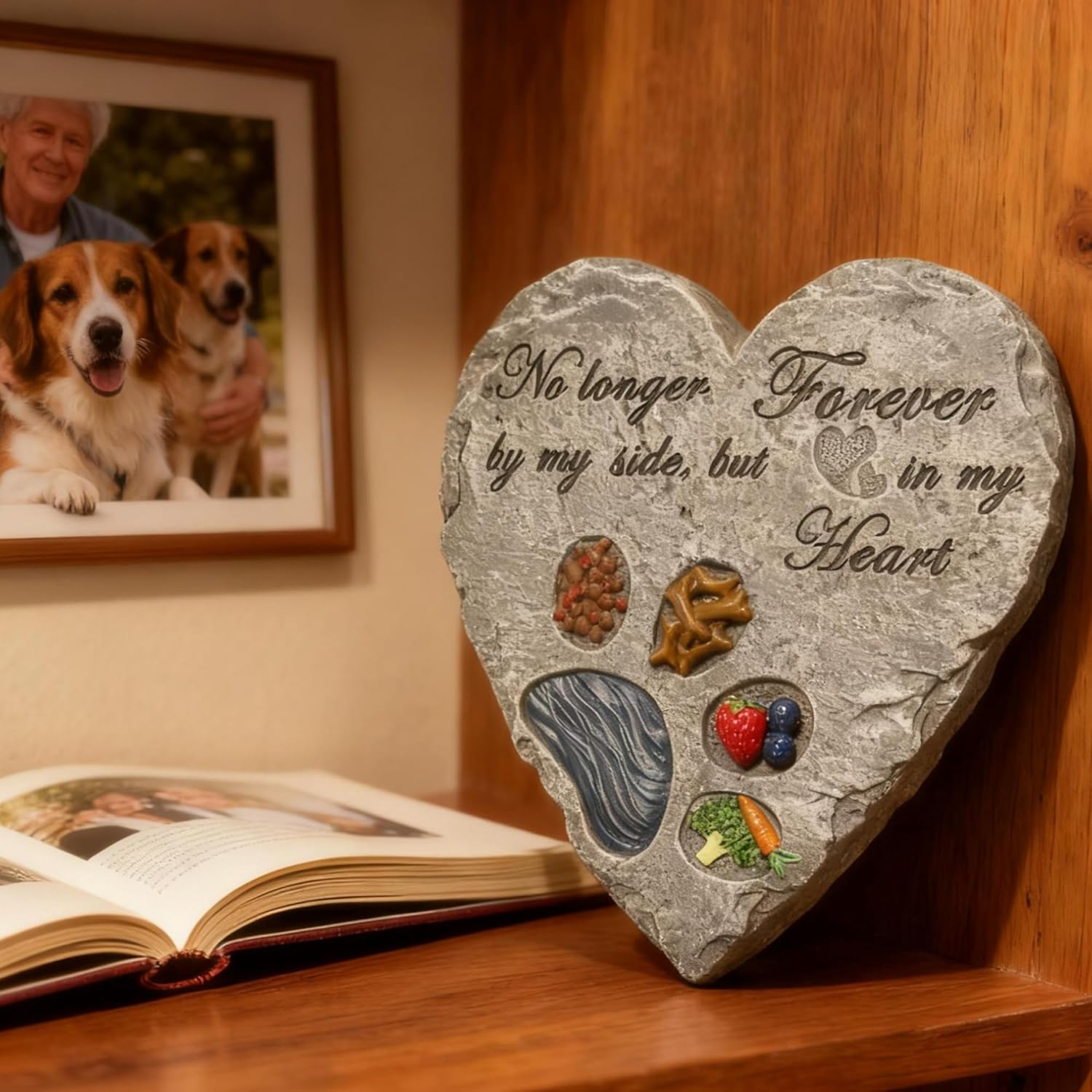 Pet Memorial Stone Dog Memorial Gifts for Loss of Dog Sympathy Gift Heart Shaped Paw Design for Remembrance Dog Passing Away Grave Marker Outdoor Garden Decor - Image 7