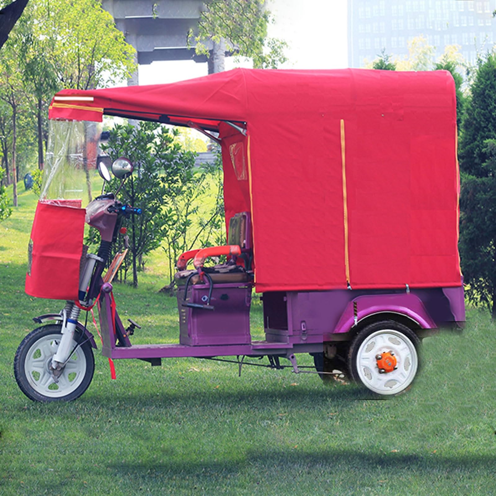 Adult Tricycle Cover, Heavy Duty Waterproof Cover 3 Wheeled Bike Cover, All Weather Use, Electric Tricycle Awning, Dump Truck Rainproof Tarpaulin(Red,120 * 90cm/47.2 * 35.4in)